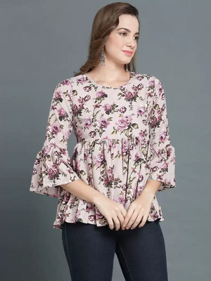 TANDUL  Casual Bell Sleeves Printed Women Multicolor Top