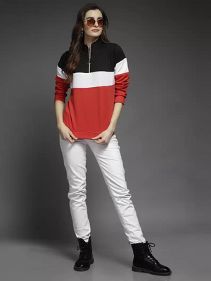 TANDUL  Full Sleeve Color Block Women Sweatshirt