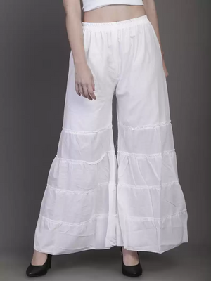 TANDUL  Regular Fit Women White Rayon Trousers