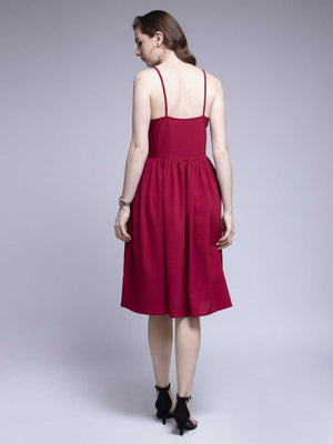 TANDUL  Women Fit and Flare Maroon Dress