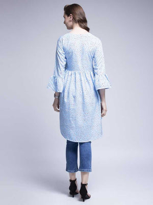 TANDUL  Casual Bell Sleeves Printed Women Blue Top