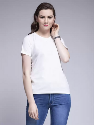 TANDUL  Casual Regular Sleeves Solid Women White Top