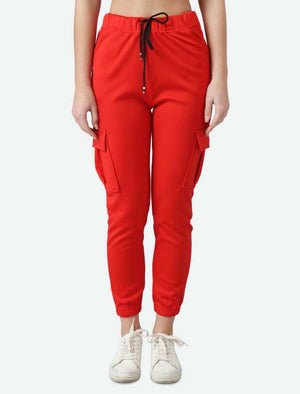 Regular Fit Women Red Viscose Blend Trousers