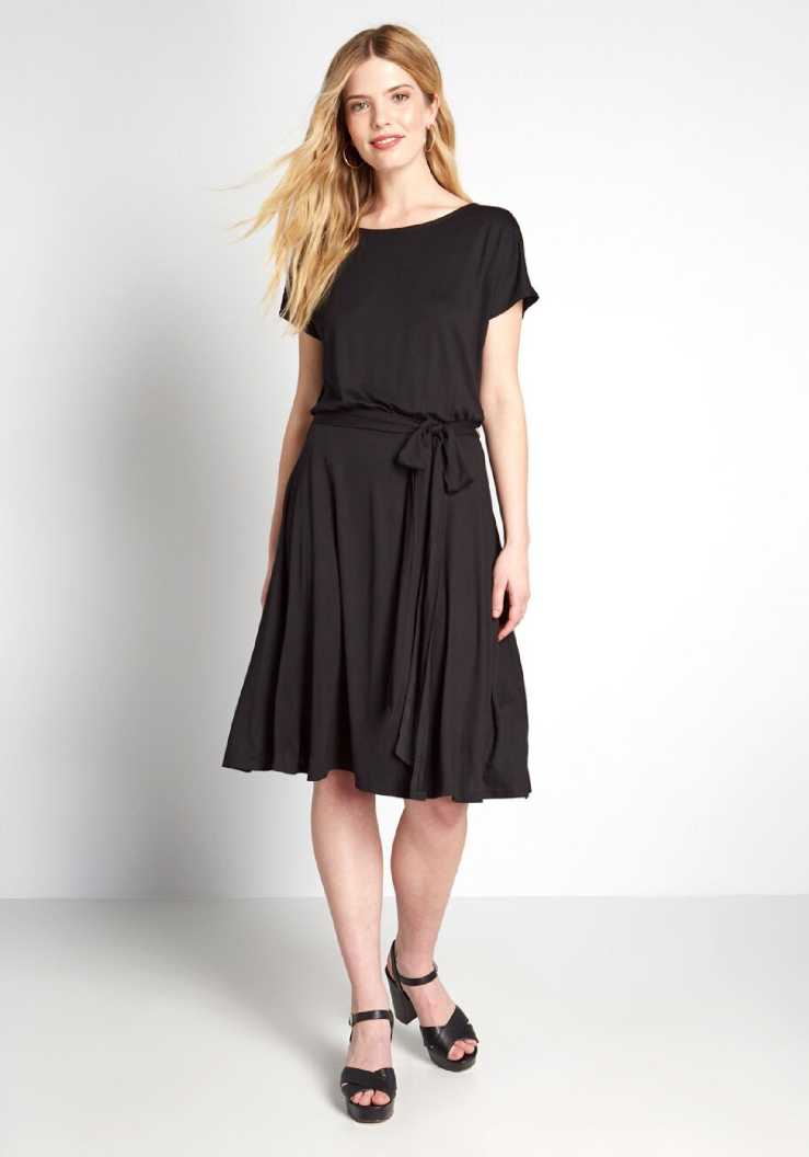 Women Fit and Flare Black Dress