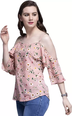 TANDUL  Casual Noodle Straps Floral Print Women Multicolor Top
