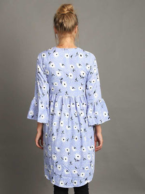 Casual Bell Sleeves Printed Women Multicolor Top