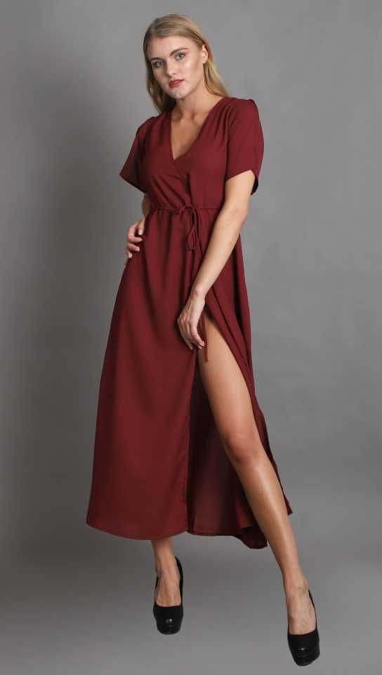 TANDUL  Women Maxi Maroon Dress