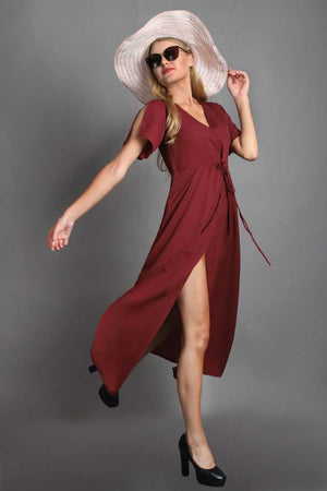 TANDUL  Women Maxi Maroon Dress