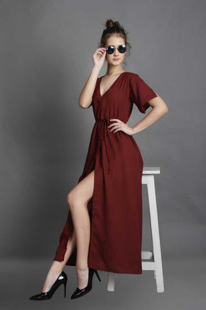 TANDUL  Women Maxi Maroon Dress