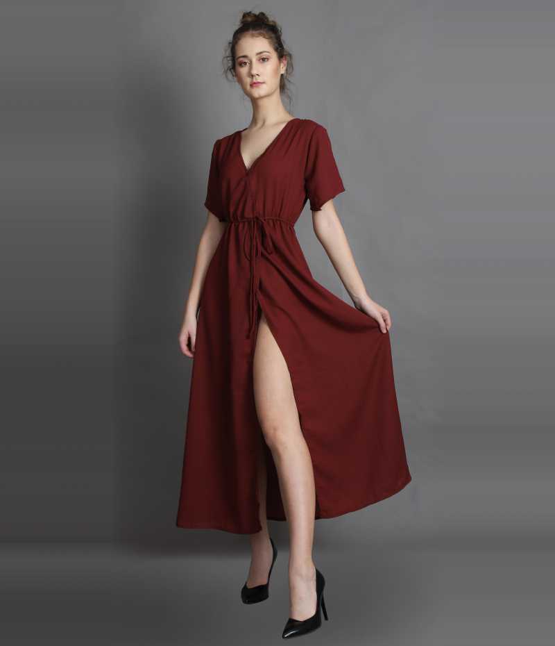TANDUL  Women Maxi Maroon Dress