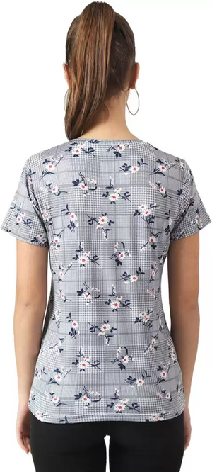 TANDUL  Printed Women Round Neck Multicolor T-Shirt