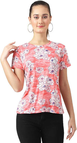 TANDUL  Printed Women Round Neck Multicolor T-Shirt