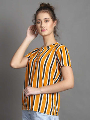 TANDUL  Printed Women Round Neck Multicolor T-Shirt