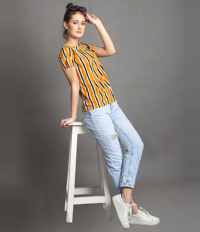 TANDUL  Printed Women Round Neck Multicolor T-Shirt