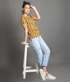 TANDUL  Printed Women Round Neck Multicolor T-Shirt