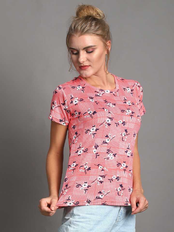 TANDUL  Printed Women Round Neck Multicolor T-Shirt