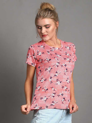 TANDUL  Printed Women Round Neck Multicolor T-Shirt