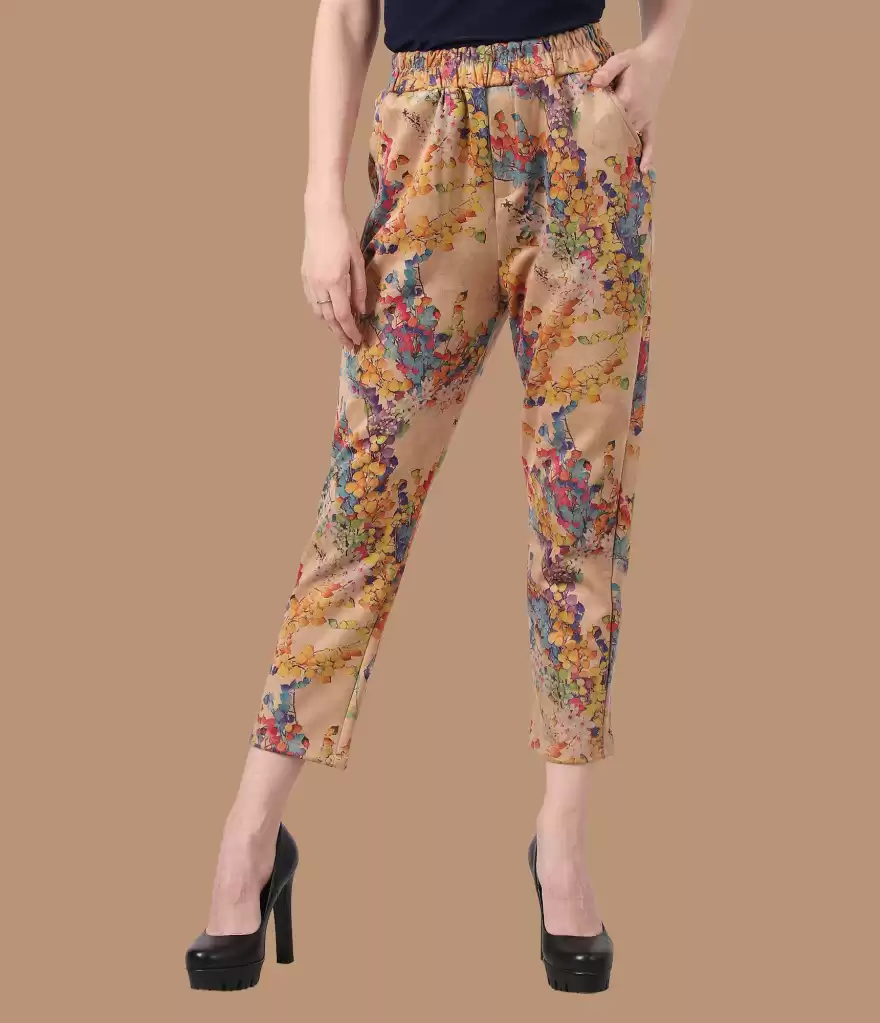 TANDUL  Regular Fit Women Multicolor Viscose Blend Trousers
