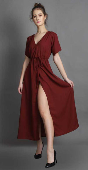 TANDUL  Women Maxi Maroon Dress