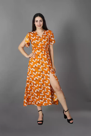 TANDUL  Women Maxi Yellow Dress With Mask