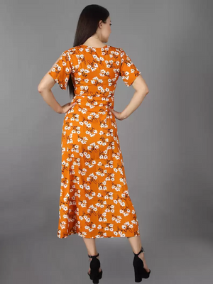 TANDUL  Women Maxi Yellow Dress With Mask