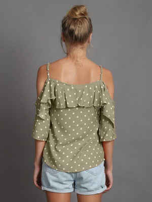 Casual Shoulder Straps Polka Print Women Multicolor Top