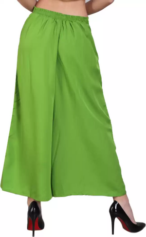 TANDUL  Flared Women Green Crepe Trousers
