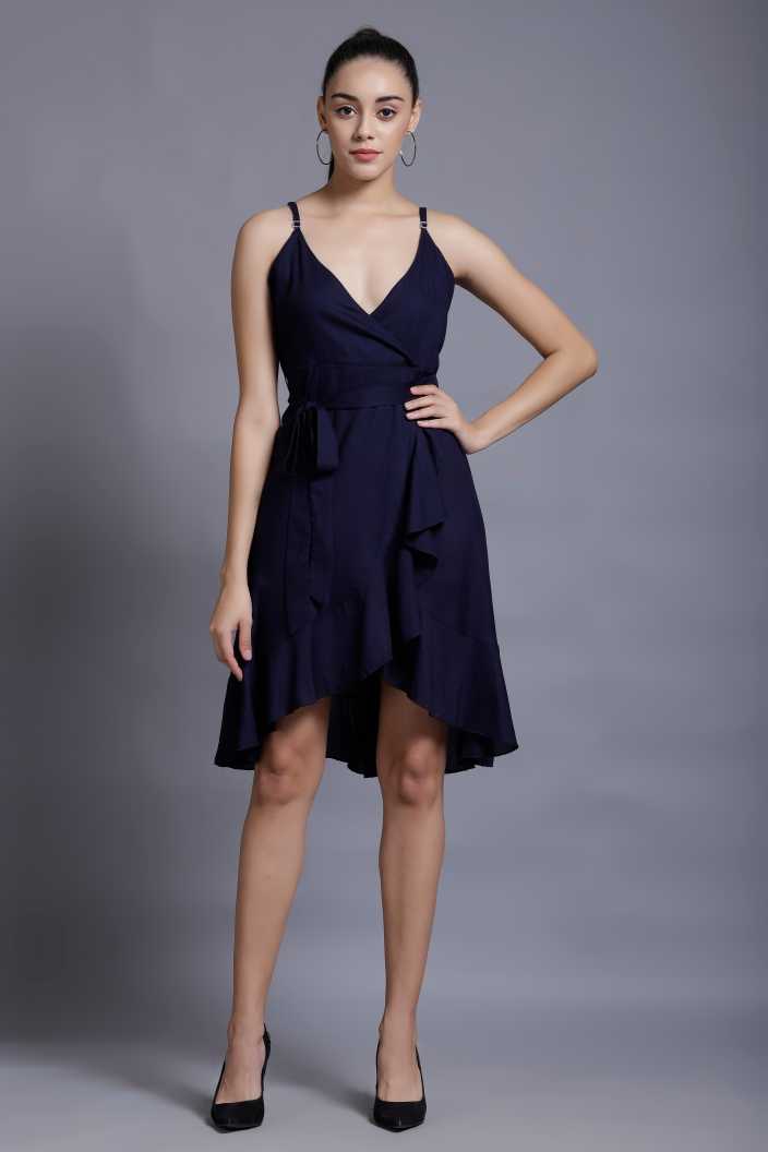 Women Asymmetric Blue Dress