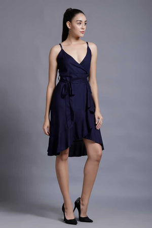 Women Asymmetric Blue Dress