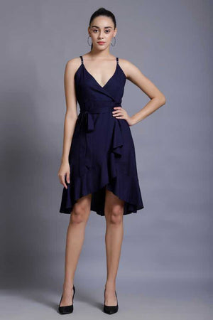 TANDUL  Women Asymmetric Blue Dress