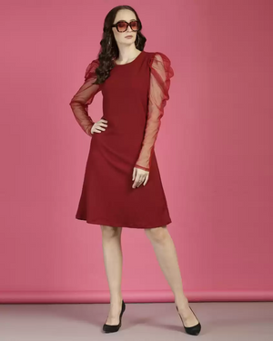 TANDUL  Women A-line Maroon Dress