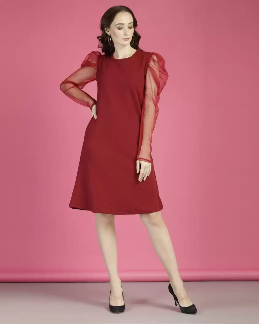 TANDUL  Women A-line Maroon Dress