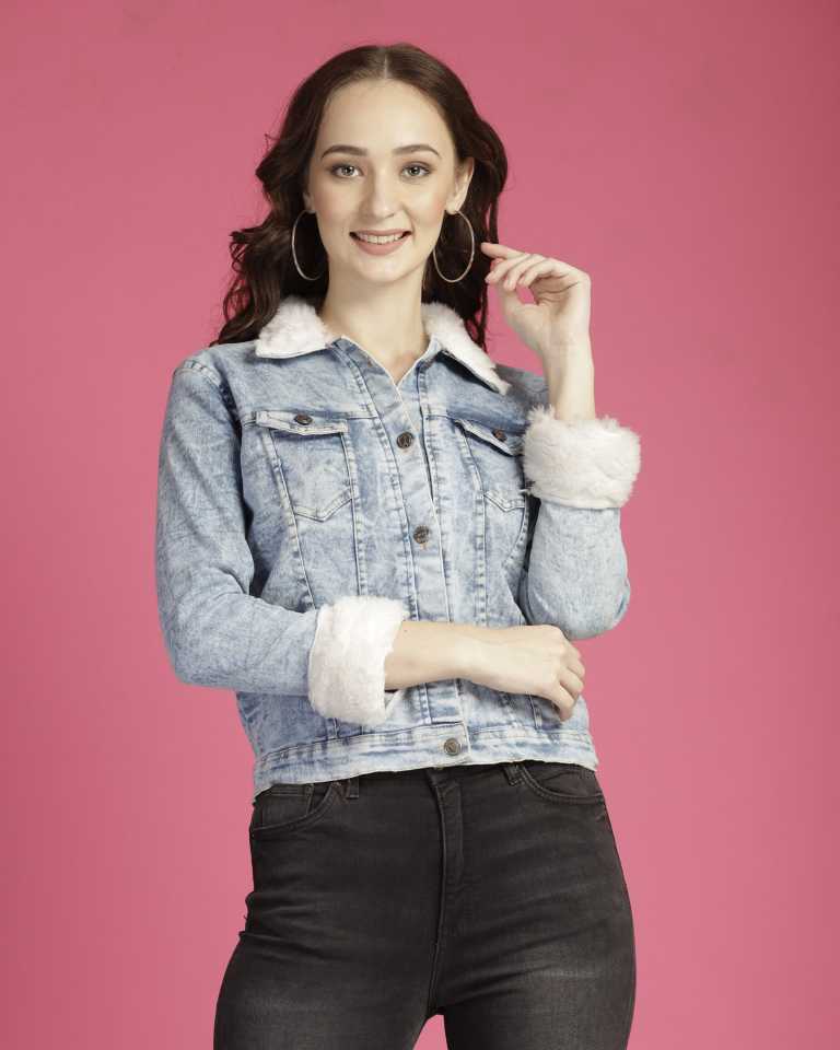 Full Sleeve Solid Women Denim Jacket