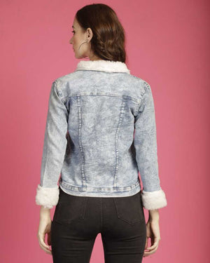 Full Sleeve Solid Women Denim Jacket
