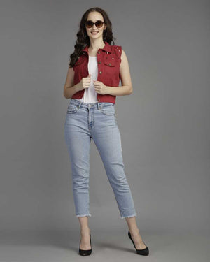 Sleeveless Solid Women Jacket
