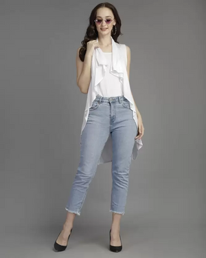 TANDUL  Women Sleeveless White Shrug