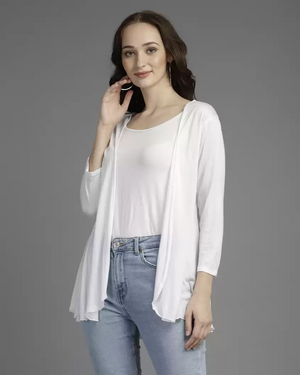 TANDUL  Women 3/4th Sleeve White Shrug