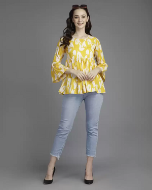TANDUL  Casual Bell Sleeves Printed Women Multicolor Top