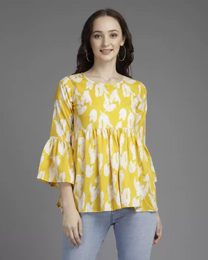 TANDUL  Casual Bell Sleeves Printed Women Multicolor Top
