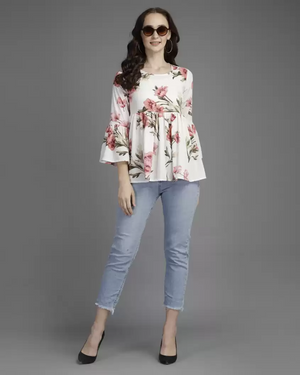 TANDUL  Casual Bell Sleeves Printed Women Multicolor Top