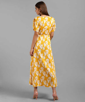TANDUL  Women Maxi Yellow, White Dress