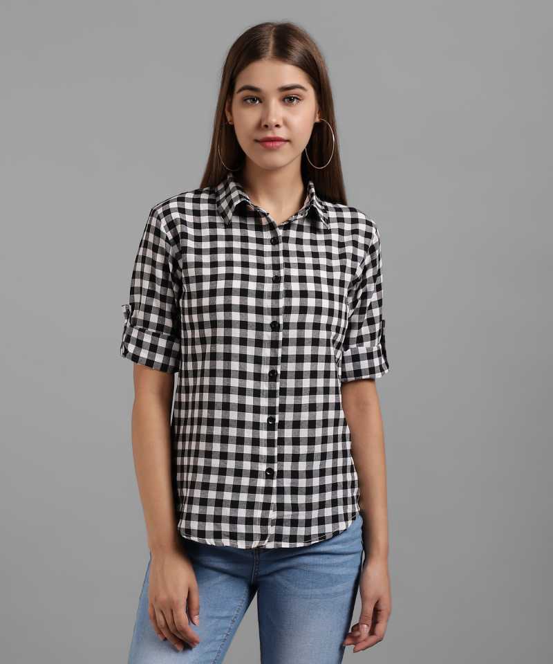 TANDUL  Women Regular Fit Self Design, Checkered Casual Shirt