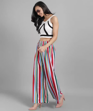 TANDUL  Regular Fit Women Multicolor Crepe Trousers