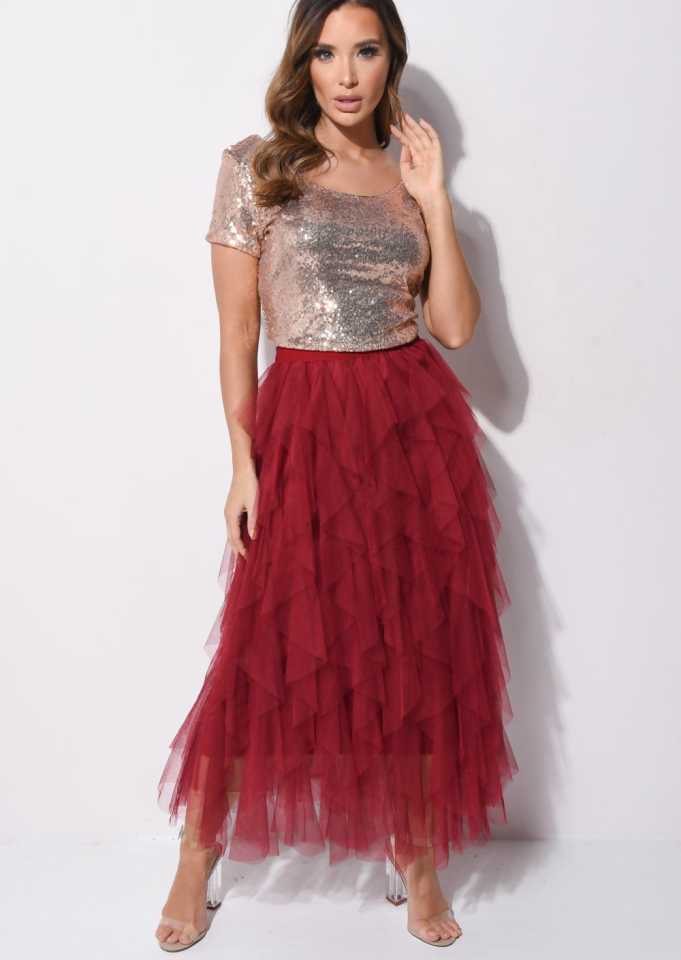 TANDUL  Women Solid A-line Maroon Skirt