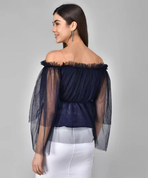 TANDUL  Casual Regular Sleeves Printed Women Blue Top