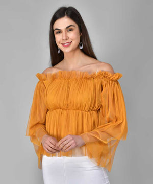 Casual Regular Sleeves Printed Women Yellow Top