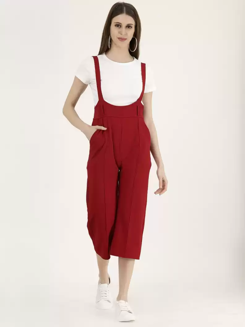 TANDUL  Women Maroon Dungaree