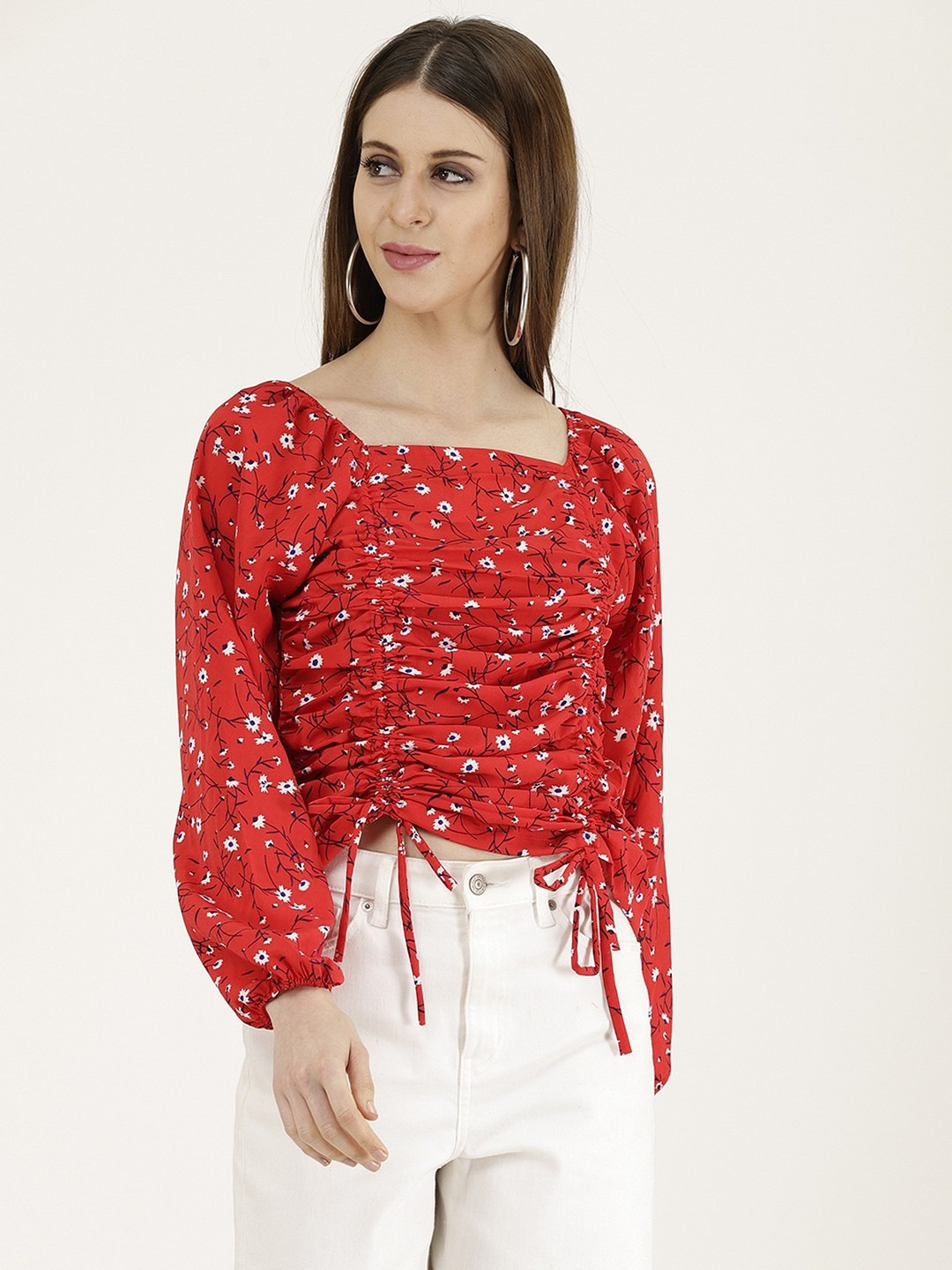 TANDUL  Casual Balloon Sleeve Printed Women Multicolor Top