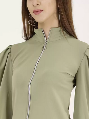 TANDUL  Casual Regular Sleeves Solid Women Light Green Top