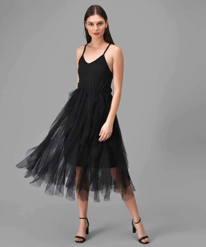 TANDUL  Women Layered Black Dress